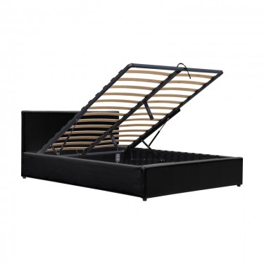 Κρεβάτι Dellia με αποθηκευτικό χώρο pu μαύρο 120x200εκ Υλικό: PU - wooden FRAME 388-000001