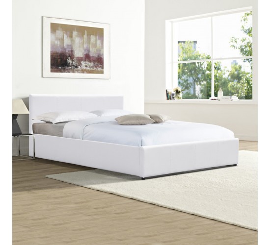 Κρεβάτι Dellia με αποθηκευτικό χώρο pu λευκό 150x200εκ Υλικό: PU - METAL FRAME 388-000004