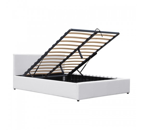 Κρεβάτι Dellia με αποθηκευτικό χώρο pu λευκό 150x200εκ Υλικό: PU - METAL FRAME 388-000004