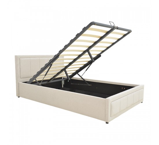 Κρεβάτι Huga με αποθηκευτικό χώρο ύφασμα μπεζ 120x200εκ Υλικό: FABRIC - METAL FRAME 388-000011