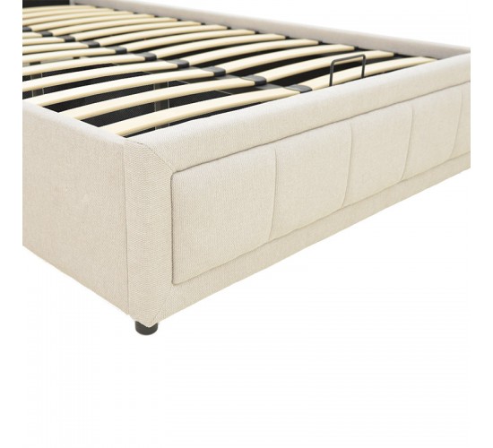 Κρεβάτι Huga με αποθηκευτικό χώρο ύφασμα μπεζ 120x200εκ Υλικό: FABRIC - METAL FRAME 388-000011