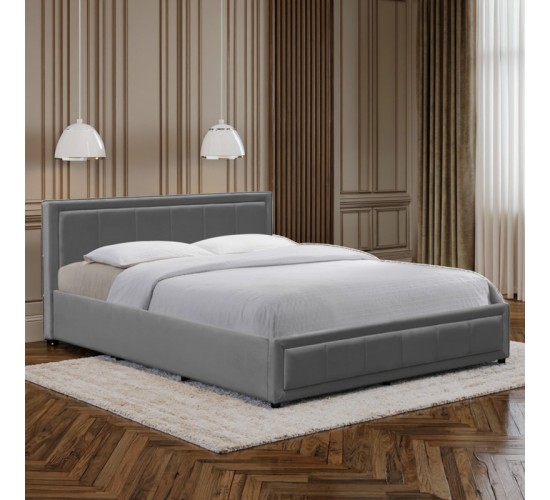 Κρεβάτι Huga με αποθηκευτικό χώρο βελούδο ανθρακί 160x200εκ Υλικό: VELVET - METAL FRAME 388-000013