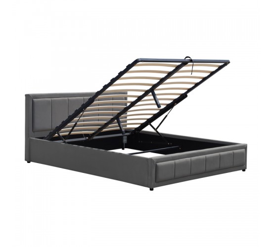 Κρεβάτι Huga με αποθηκευτικό χώρο βελούδο ανθρακί 160x200εκ Υλικό: VELVET - METAL FRAME 388-000013