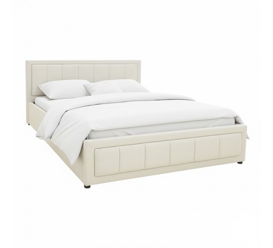 Κρεβάτι Huga με αποθηκευτικό χώρο ύφασμα μπεζ 160x200εκ Υλικό: FABRIC - METAL FRAME 388-000015