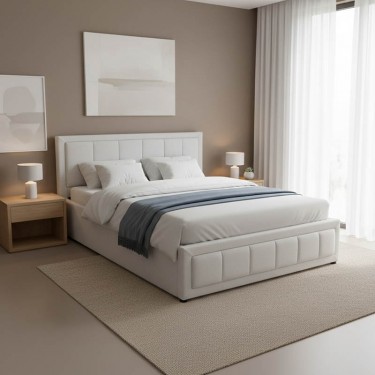 Κρεβάτι Huga με αποθηκευτικό χώρο ύφασμα γκρι 160x200εκ Υλικό: FABRIC - WOODEN FRAME 388-000016