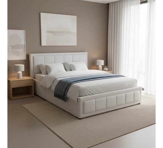 Κρεβάτι Huga με αποθηκευτικό χώρο ύφασμα γκρι 160x200εκ Υλικό: FABRIC - METAL FRAME 388-000016