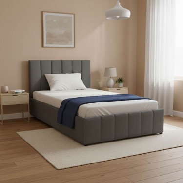 Κρεβάτι Snuggle με αποθηκευτικό χώρο βελούδο ανθρακί 120x200εκ Υλικό: VELVET - WOODEN FRAME 388-000017