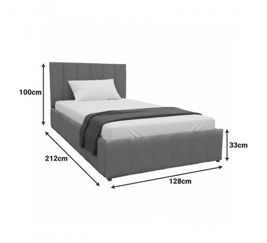 Κρεβάτι Snuggle με αποθηκευτικό χώρο βελούδο γκρι 120x200εκ Υλικό: VELVET - METAL FRAME 388-000018