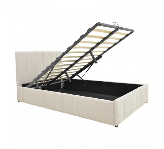 Κρεβάτι Snuggle με αποθηκευτικό χώρο ύφασμα μπεζ 120x200εκ Υλικό: FABRIC - METAL FRAME 388-000019