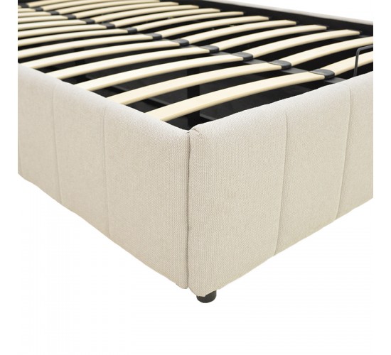 Κρεβάτι Snuggle με αποθηκευτικό χώρο ύφασμα μπεζ 120x200εκ Υλικό: FABRIC - METAL FRAME 388-000019