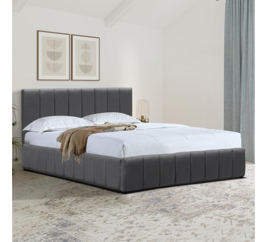 Κρεβάτι Snuggle με αποθηκευτικό χώρο βελούδο ανθρακί 160x200εκ Υλικό: VELVET - METAL FRAME 388-000021