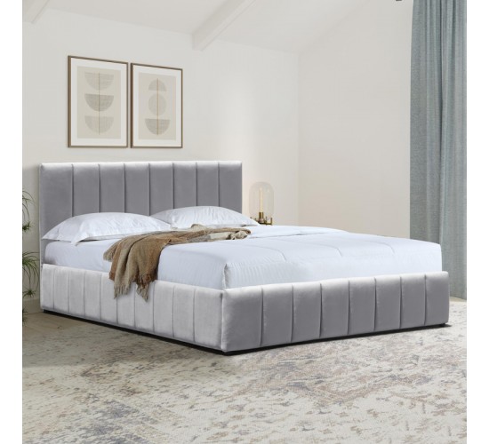 Κρεβάτι Snuggle με αποθηκευτικό χώρο βελούδο γκρι 160x200εκ Υλικό: VELVET - METAL FRAME 388-000022