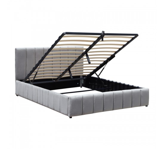 Κρεβάτι Snuggle με αποθηκευτικό χώρο βελούδο γκρι 160x200εκ Υλικό: VELVET - METAL FRAME 388-000022