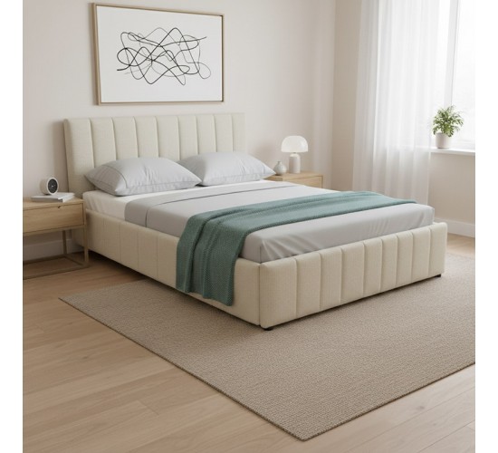 Κρεβάτι Snuggle με αποθηκευτικό χώρο ύφασμα μπεζ 160x200εκ Υλικό: FABRIC - METAL FRAME 388-000023