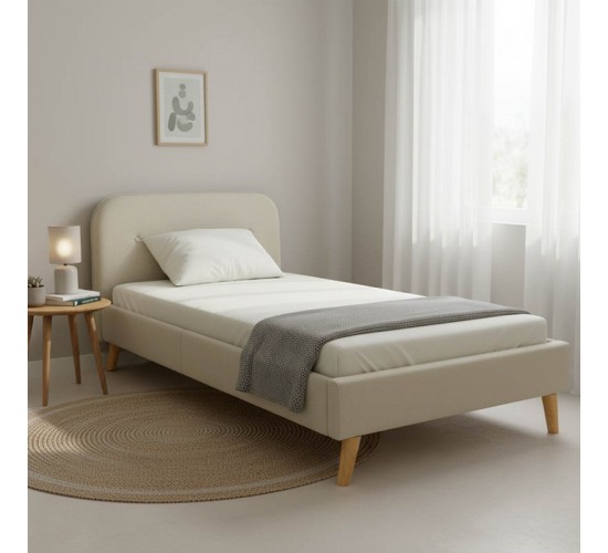 Κρεβάτι LumiLux ύφασμα σε μπεζ απόχρωση 100x200εκ Υλικό: FABRIC - METAL FRAME 388-000025