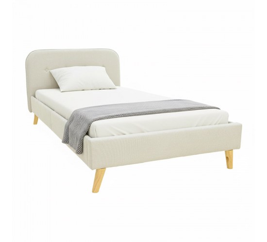 Κρεβάτι LumiLux ύφασμα σε μπεζ απόχρωση 100x200εκ Υλικό: FABRIC - METAL FRAME 388-000025