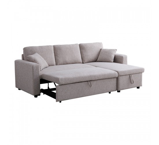 Γωνιακός αναστρέψιμος καναπές κρεβάτι Kamore με αποθηκευτικό χώρο μπεζ ύφασμα 223x146x85εκ Υλικό: FABRIC 389-000001