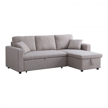 Γωνιακός αναστρέψιμος καναπές κρεβάτι Kamore με αποθηκευτικό χώρο μπεζ ύφασμα 223x146x85εκ Υλικό: FABRIC 389-000001