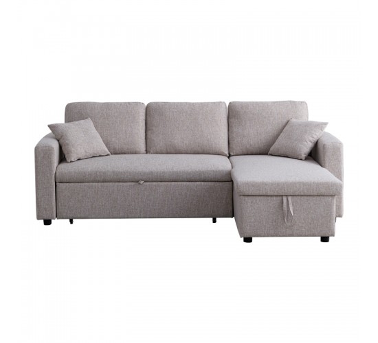 Γωνιακός αναστρέψιμος καναπές κρεβάτι Kamore με αποθηκευτικό χώρο μπεζ ύφασμα 223x146x85εκ Υλικό: FABRIC 389-000001