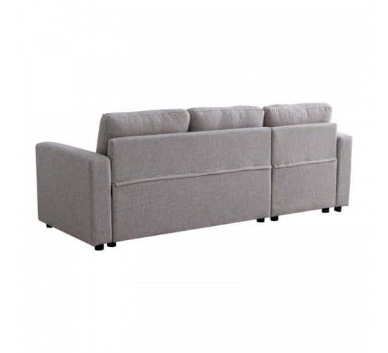 Γωνιακός αναστρέψιμος καναπές κρεβάτι Kamore με αποθηκευτικό χώρο μπεζ ύφασμα 223x146x85εκ Υλικό: FABRIC 389-000001