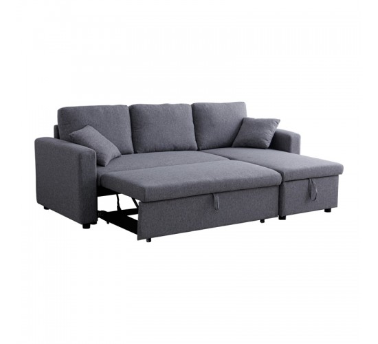 Γωνιακός αναστρέψιμος καναπές κρεβάτι Kamore με αποθηκευτικό χώρο γκρι ύφασμα 223x146x85εκ 389-000004