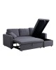 Γωνιακός αναστρέψιμος καναπές κρεβάτι Kamore με αποθηκευτικό χώρο γκρι ύφασμα 223x146x85εκ 389-000004