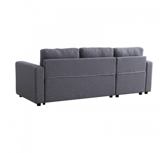 Γωνιακός αναστρέψιμος καναπές κρεβάτι Kamore με αποθηκευτικό χώρο γκρι ύφασμα 223x146x85εκ 389-000004