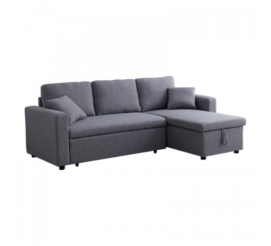 Γωνιακός αναστρέψιμος καναπές κρεβάτι Kamore με αποθηκευτικό χώρο γκρι ύφασμα 223x146x85εκ 389-000004