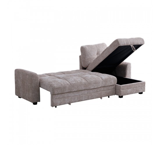 Γωνιακός αναστρέψιμος καναπές κρεβάτι Comfie με αποθηκευτικό χώρο μπεζ ύφασμα 267x159x97εκ 389-000005