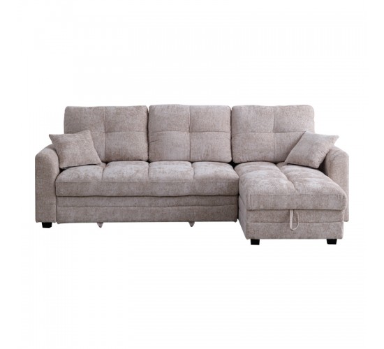 Γωνιακός αναστρέψιμος καναπές κρεβάτι Comfie με αποθηκευτικό χώρο μπεζ ύφασμα 267x159x97εκ 389-000005