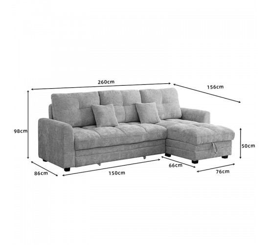 Γωνιακός αναστρέψιμος καναπές κρεβάτι Comfie με αποθηκευτικό χώρο μπεζ ύφασμα 267x159x97εκ 389-000005