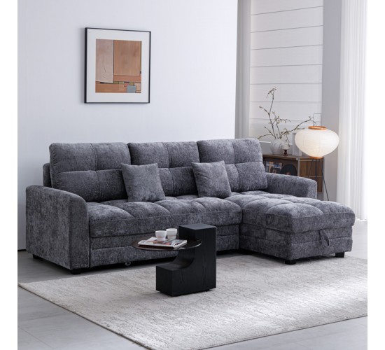 Γωνιακός αναστρέψιμος καναπές κρεβάτι Comfie με αποθηκευτικό χώρο ανθρακί ύφασμα 267x159x97εκ 389-000006