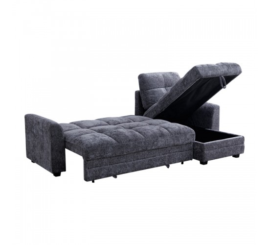 Γωνιακός αναστρέψιμος καναπές κρεβάτι Comfie με αποθηκευτικό χώρο ανθρακί ύφασμα 267x159x97εκ 389-000006