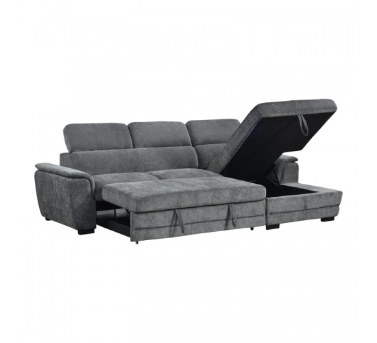 Γωνιακός καναπές-κρεβάτι αριστερή γωνία Dreamora με αποθηκευτικό ύφασμα ανθρακί 270x167x82εκ Υλικό: FABRIC - WOOD 389-000008