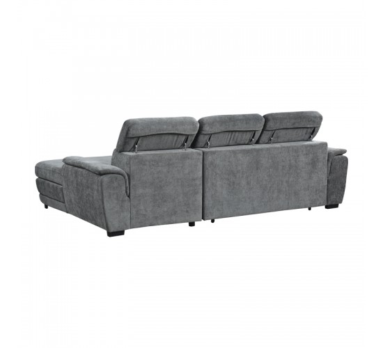 Γωνιακός καναπές-κρεβάτι αριστερή γωνία Dreamora με αποθηκευτικό ύφασμα ανθρακί 270x167x82εκ Υλικό: FABRIC - WOOD 389-000008