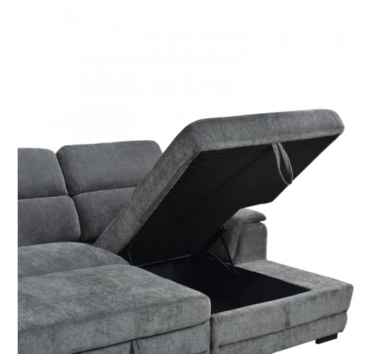 Γωνιακός καναπές-κρεβάτι αριστερή γωνία Dreamora με αποθηκευτικό ύφασμα ανθρακί 270x167x82εκ Υλικό: FABRIC - WOOD 389-000008