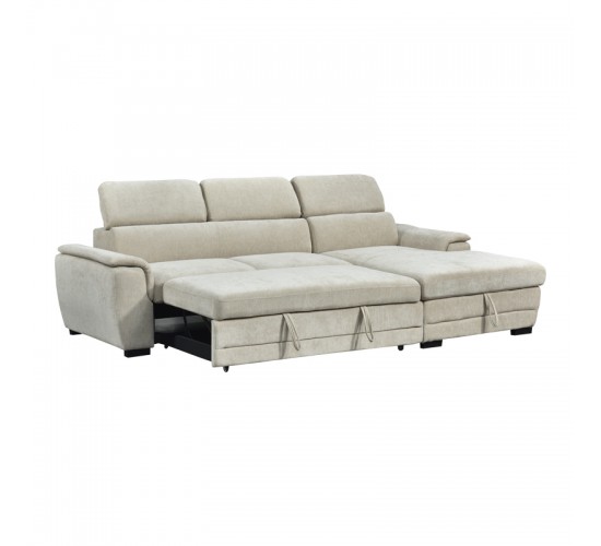 Γωνιακός καναπές-κρεβάτι αριστερή γωνία Dreamora με αποθηκευτικό χώρο ύφασμα μπεζ 270x167x82εκ Υλικό: FABRIC - WOOD 389-000009
