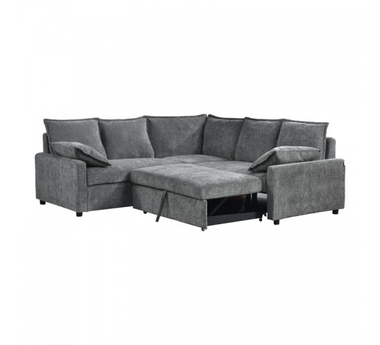 Γωνιακός καναπές κρεβάτι Lounivo ύφασμα ανθρακί 215x215x84εκ Υλικό: FABRIC - WOOD 389-000010