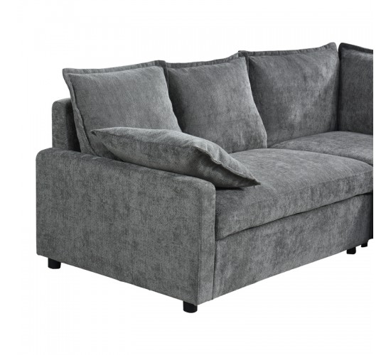 Γωνιακός καναπές κρεβάτι Lounivo ύφασμα ανθρακί 215x215x84εκ Υλικό: FABRIC - WOOD 389-000010