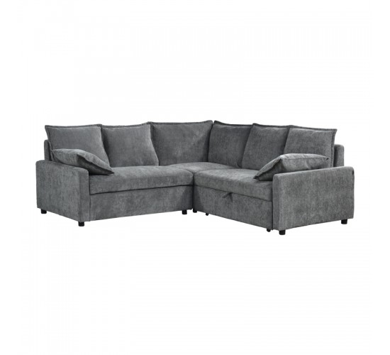 Γωνιακός καναπές κρεβάτι Lounivo ύφασμα ανθρακί 215x215x84εκ Υλικό: FABRIC - WOOD 389-000010