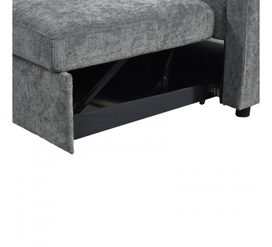 Γωνιακός καναπές κρεβάτι Lounivo ύφασμα ανθρακί 215x215x84εκ Υλικό: FABRIC - WOOD 389-000010