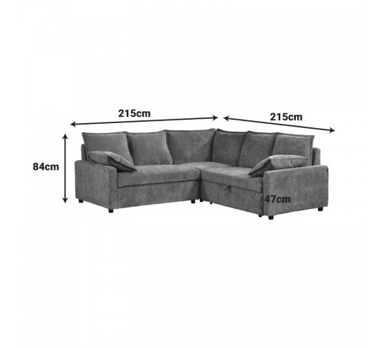 Γωνιακός καναπές κρεβάτι Lounivo ύφασμα ανθρακί 215x215x84εκ Υλικό: FABRIC - WOOD 389-000010