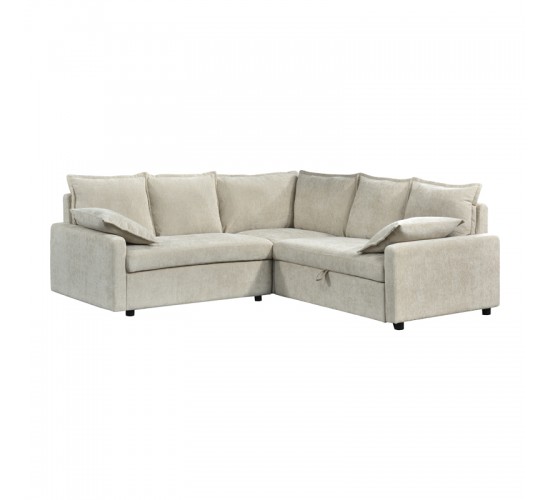 Γωνιακός καναπές κρεβάτι Lounivo ύφασμα μπεζ 215x215x84εκ Υλικό: FABRIC - WOOD 389-000011