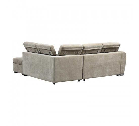 Γωνιακός καναπές-κρεβάτι αριστερή γωνία Nuvora με αποθηκευτικό χώρο μπεζ ύφασμα 244x225x79εκ Υλικό: FABRIC VELVET CORDUROY - WOOD 389-000012