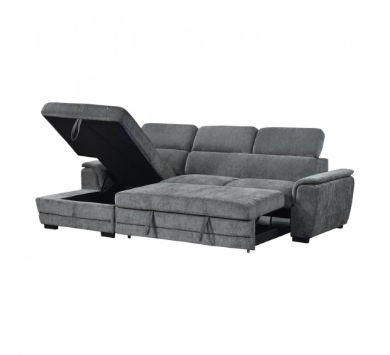 Γωνιακός καναπές-κρεβάτι δεξιά γωνία Dreamora με αποθηκευτικό ύφασμα ανθρακί 270x167x82εκ Υλικό: FABRIC - WOOD 389-000013