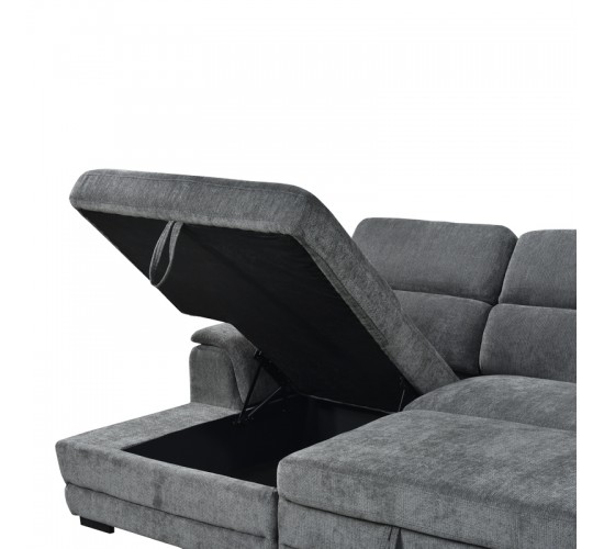 Γωνιακός καναπές-κρεβάτι δεξιά γωνία Dreamora με αποθηκευτικό ύφασμα ανθρακί 270x167x82εκ Υλικό: FABRIC - WOOD 389-000013