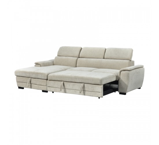 Γωνιακός καναπές-κρεβάτι δεξία γωνία Dreamora με αποθηκευτικό ύφασμα μπεζ 270x167x82εκ Υλικό: FABRIC - WOOD 389-000014