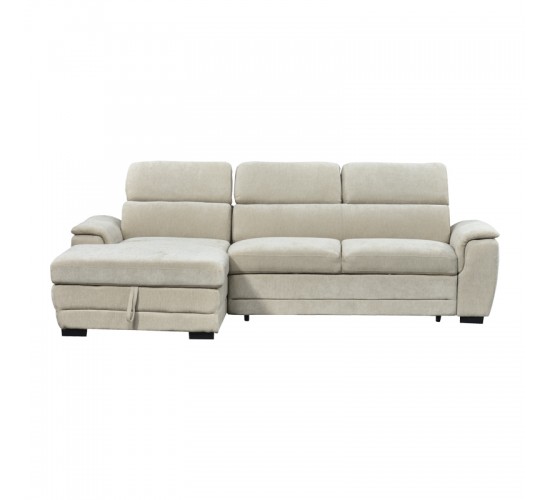 Γωνιακός καναπές-κρεβάτι δεξία γωνία Dreamora με αποθηκευτικό ύφασμα μπεζ 270x167x82εκ Υλικό: FABRIC - WOOD 389-000014