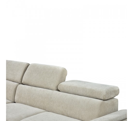 Γωνιακός καναπές-κρεβάτι δεξία γωνία Dreamora με αποθηκευτικό ύφασμα μπεζ 270x167x82εκ Υλικό: FABRIC - WOOD 389-000014