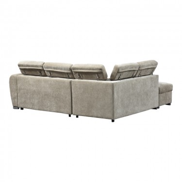 Γωνιακός καναπές-κρεβάτι δεξιά γωνία Nuvora με αποθηκευτικό χώρο μπεζ ύφασμα 244x225x79εκ Υλικό: FABRIC VELVET CORDUROY - WOOD 389-000015